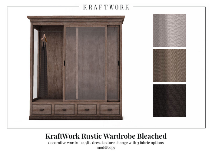 KraftWork Rustic Wardrobe Bleached (Add Me)