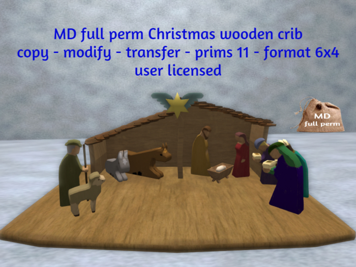 MD full perm Christmas wooden crib