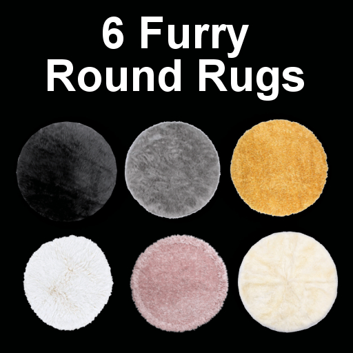 6 Furry Round Rugs
