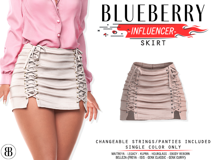 Second Life Marketplace - Blueberry - Laced Up Skirt - Nude