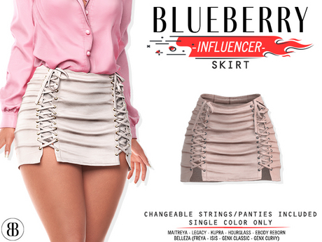 Second Life Marketplace - Blueberry - Laced Up Skirt - Nude