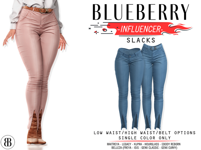 Blueberry - Influencer - Split Front - Slacks - {Extra 5}