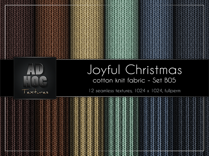 AD HOC - JOYFUL CHRISTMAS - Set B05 - Cotton Knit Wool Fabric (solids & stripes)