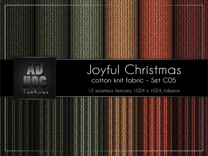 AD HOC - JOYFUL CHRISTMAS - Set C05 - Cotton Knit Wool Fabric (solids & stripes)