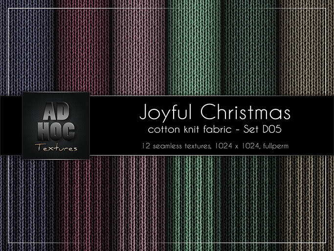 AD HOC - JOYFUL CHRISTMAS - Set D05 - Cotton Knit Wool Fabric (solids & stripes)