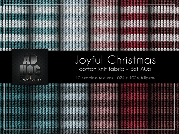 AD HOC - JOYFUL CHRISTMAS - Set A06 - Cotton Knit Wool Fabric (stripes)