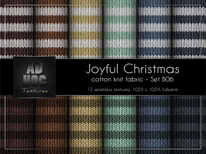 AD HOC - JOYFUL CHRISTMAS - Set B06 - Cotton Knit Wool Fabric (stripes)