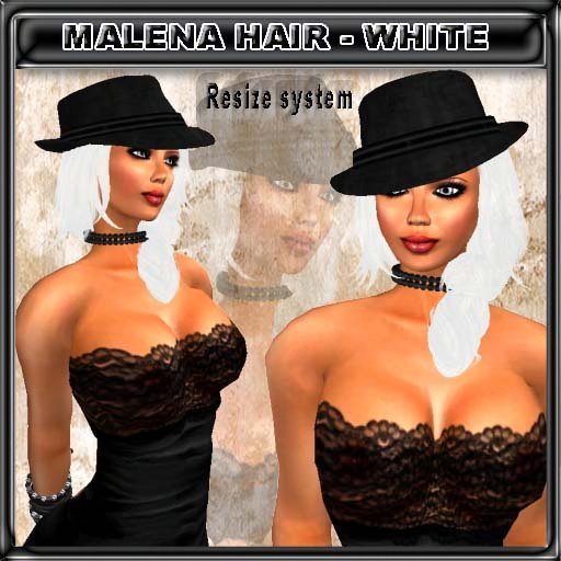 EdelStore  woman hair " Malena " white hair incl. hat (rezz system) fantasy tiny neko urban party Hut cap dancer model