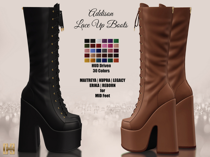 [hh] Addison Lace Up Boots MID FEET