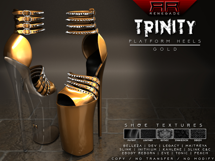 [Renegade] Trinity Platform Heels - Gold