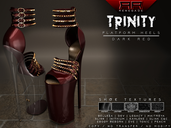 [Renegade] Trinity Platform Heels - Dark Red