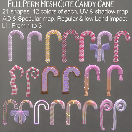 * Full Perm Mesh * Cute Candy Cane *