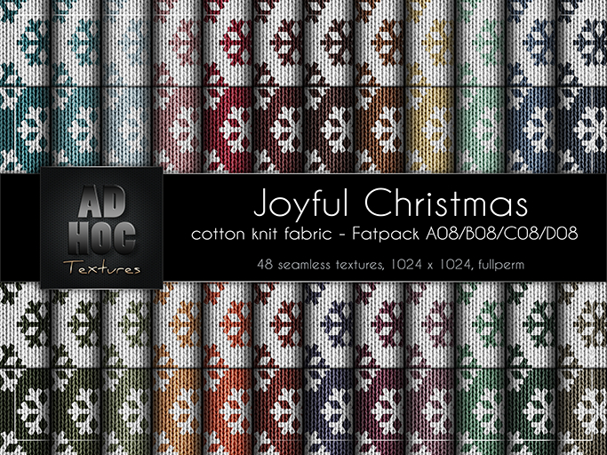 AD HOC - JOYFUL CHRISTMAS - Fatpack A08-B08-C08-D08 - Cotton Knit Wool Fabric (snowflakes)