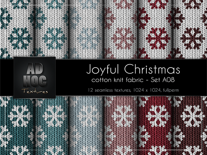 AD HOC - JOYFUL CHRISTMAS - Set A08 - Cotton Knit Wool Fabric (snowflakes)