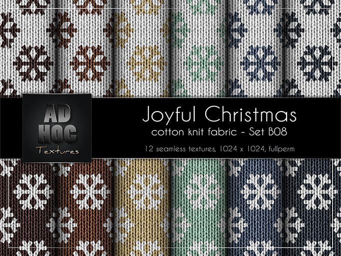 AD HOC - JOYFUL CHRISTMAS - Set B08 - Cotton Knit Wool Fabric (snowflakes)