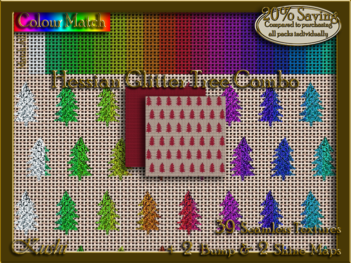Hessian Glitter Tree Combo Seamless Texture Set