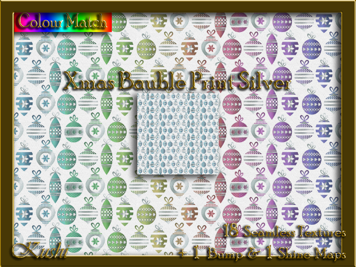 Xmas Bauble Print Silver Seamless Texture Set