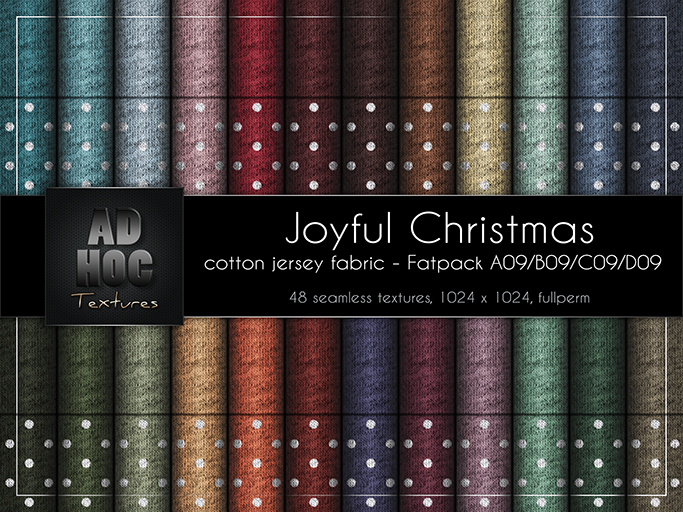 AD HOC - JOYFUL CHRISTMAS - Fatpack A09-B09-C09-D09 - Cotton Jersey Heather Fabric (solids & little dots)