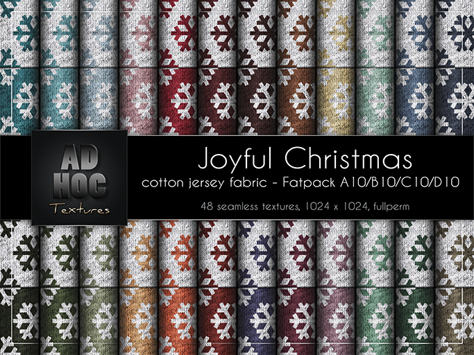 AD HOC - JOYFUL CHRISTMAS - Fatpack A10-B10-C10-D10 - Cotton Jersey Heather Fabric (snowflakes)