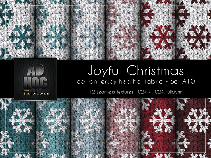 AD HOC - JOYFUL CHRISTMAS - Set A10 - Cotton Jersey Heather Fabric (snowflakes)