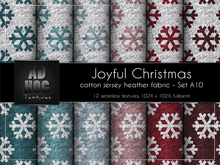 AD HOC - JOYFUL CHRISTMAS - Set A10 - Cotton Jersey Heather Fabric (snowflakes)