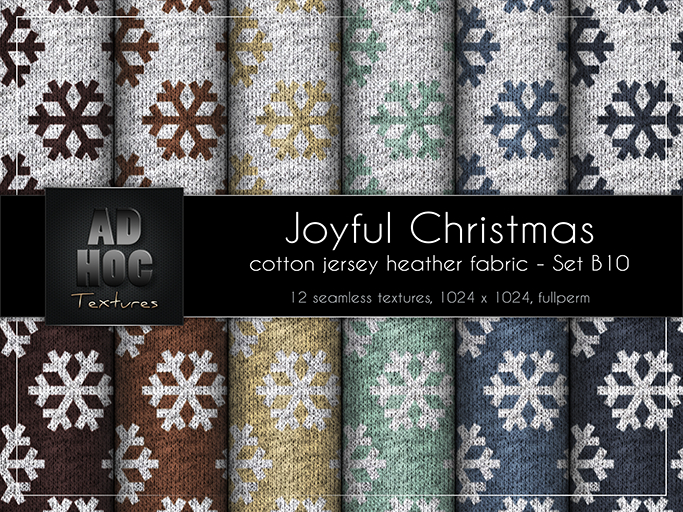 AD HOC - JOYFUL CHRISTMAS - Set B10 - Cotton Jersey Heather Fabric (snowflakes)