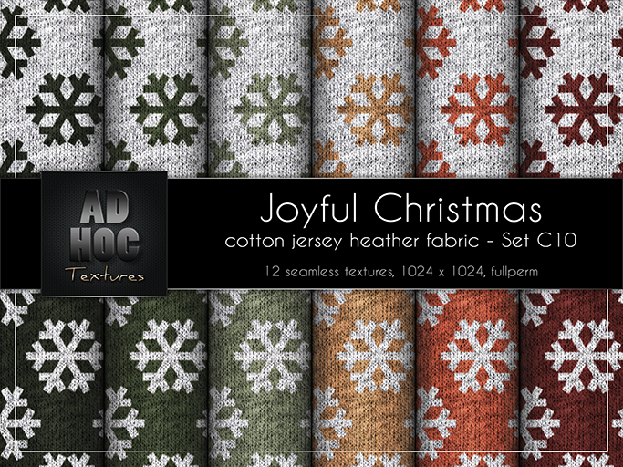 AD HOC - JOYFUL CHRISTMAS - Set C10 - Cotton Jersey Heather Fabric (snowflakes)