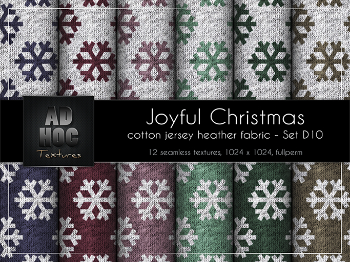 AD HOC - JOYFUL CHRISTMAS - Set D10 - Cotton Jersey Heather Fabric (snowflakes)