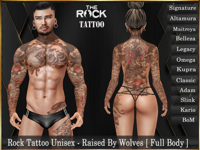 Rock Tattoo Unisex - Raised By Wolves [ Full Body ]