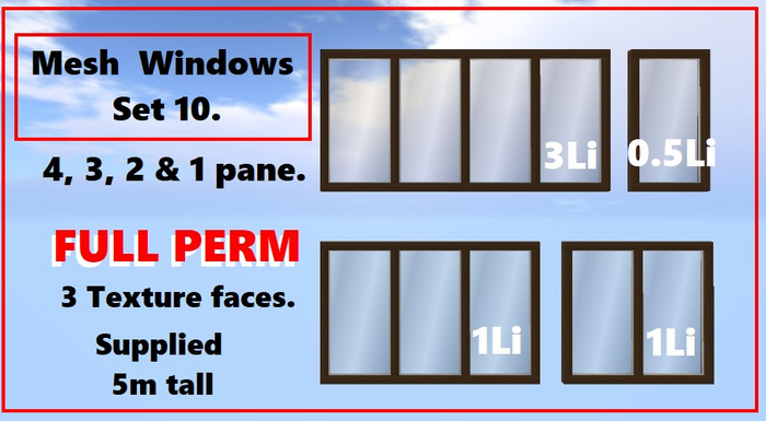 Mesh Windows. Set 10. FULL PERM.