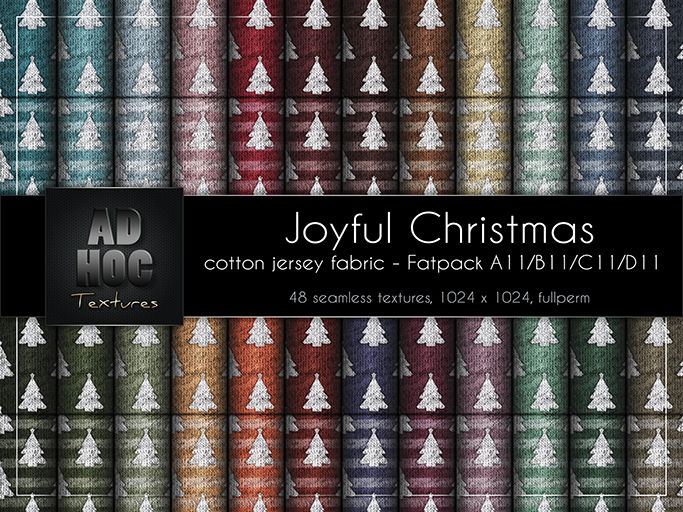 AD HOC - JOYFUL CHRISTMAS - Fatpack A11-B11-C11-D11 - Cotton Jersey Heather Fabric (christmas tree & stripes)