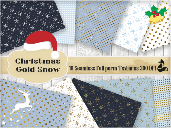 FF Christmas Gold Snow Seamless Textures