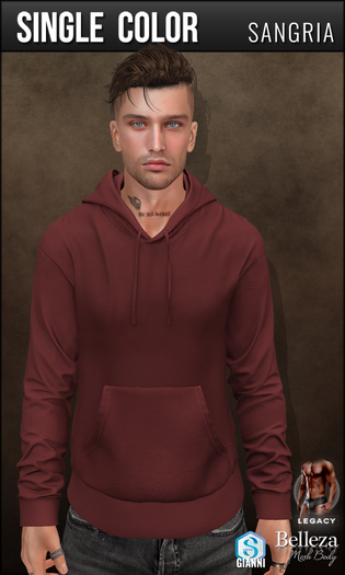 {COLD-ASH} Mens BECKETT Hoodie (SingleColor-Sangria)