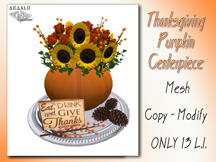 Thanksgiving Pumpkin Centerpiece - with roses and sunflowers!!! - Mesh - *SPECIAL PRICE Happy Thanksgiving Day Promo* 