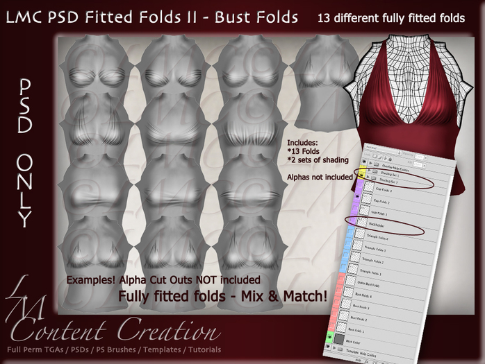 LMC PSD FILES - Fitted Folds II - Bust Folds