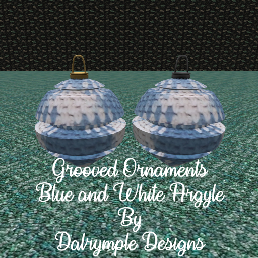 Grooved Ornament Blue White Argyle