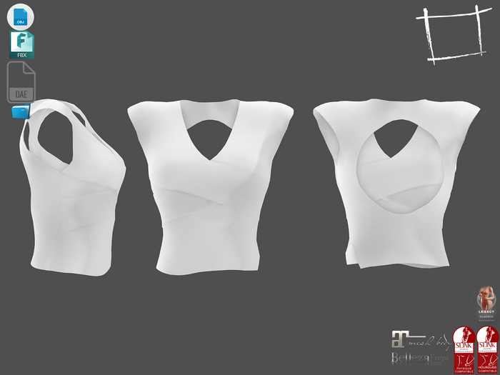 Dae Obj FBX For Cap Shoulder Female Wrap Top Maitreya Slink Belleza Isis Freya Legacy Ebody Reborn