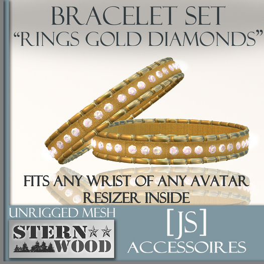 {JS} - bracelets "Rings Gold Diamonds' - 2 pcs set