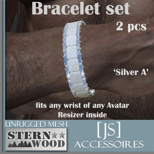 {JS} Bracelet Set - Silver A - 2pcs
