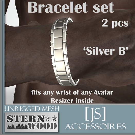 {JS} Bracelet Set - Silver B - 2pcs