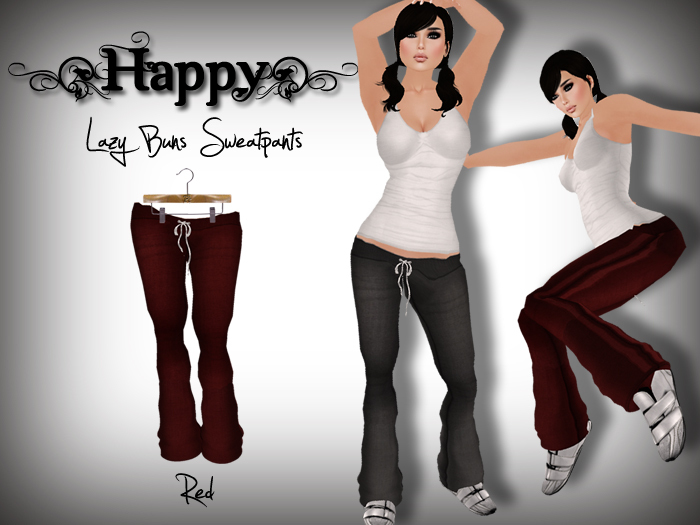 {Happy} Lazy Buns Sweatpants (Red)