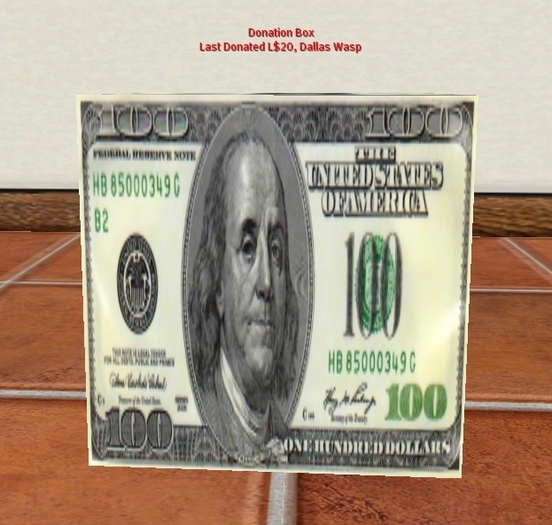 Donations Box/ Tipjar 100 Dollars