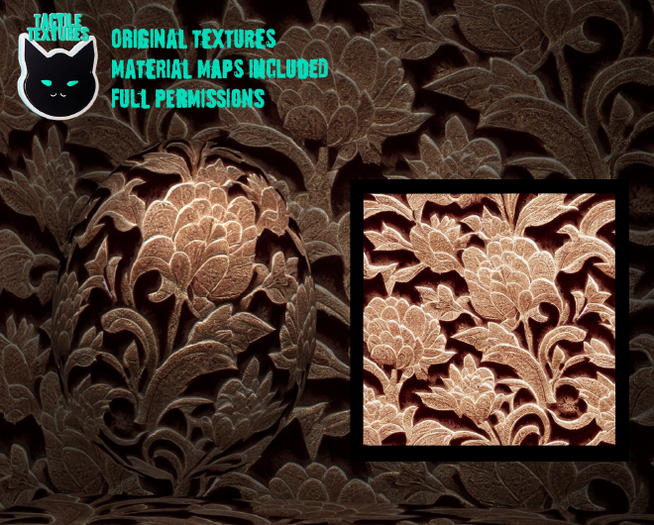 ::T:: Materials Texture: Wood Carvings Single 9 (Flowers)