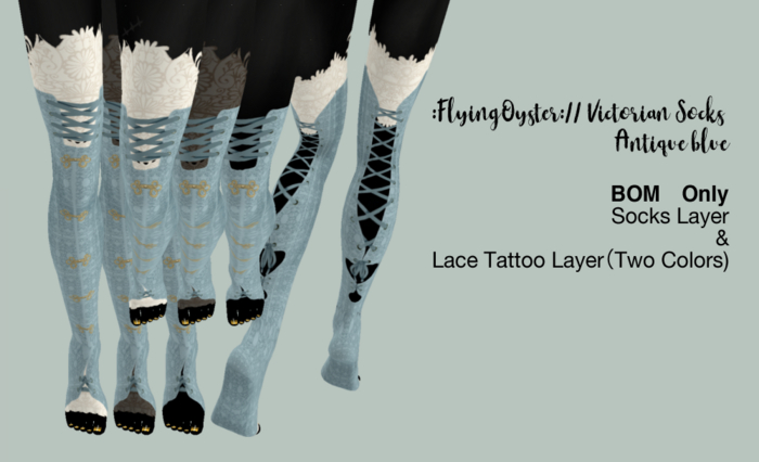 :FlyingOyster:// Victorian Socks Antique blue (add