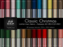 AD HOC - CLASSIC CHRISTMAS - Fatpack A01-B01-C01-D01 - Cotton Linen Fabric (solids & stripes)