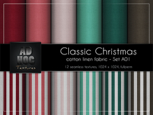 AD HOC - CLASSIC CHRISTMAS - Set A01 - Cotton Linen Fabric (solids & stripes)