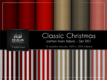 AD HOC - CLASSIC CHRISTMAS - Set D01 - Cotton Linen Fabric (solids & stripes)