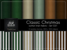 AD HOC - CLASSIC CHRISTMAS - Set C01 - Cotton Linen Fabric (solids & stripes)