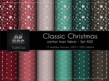 AD HOC - CLASSIC CHRISTMAS - Set A02 - Cotton Linen Fabric (dots & holiday motives)