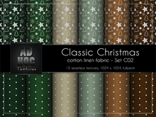 AD HOC - CLASSIC CHRISTMAS - Set C02 - Cotton Linen Fabric (dots & holiday motives)